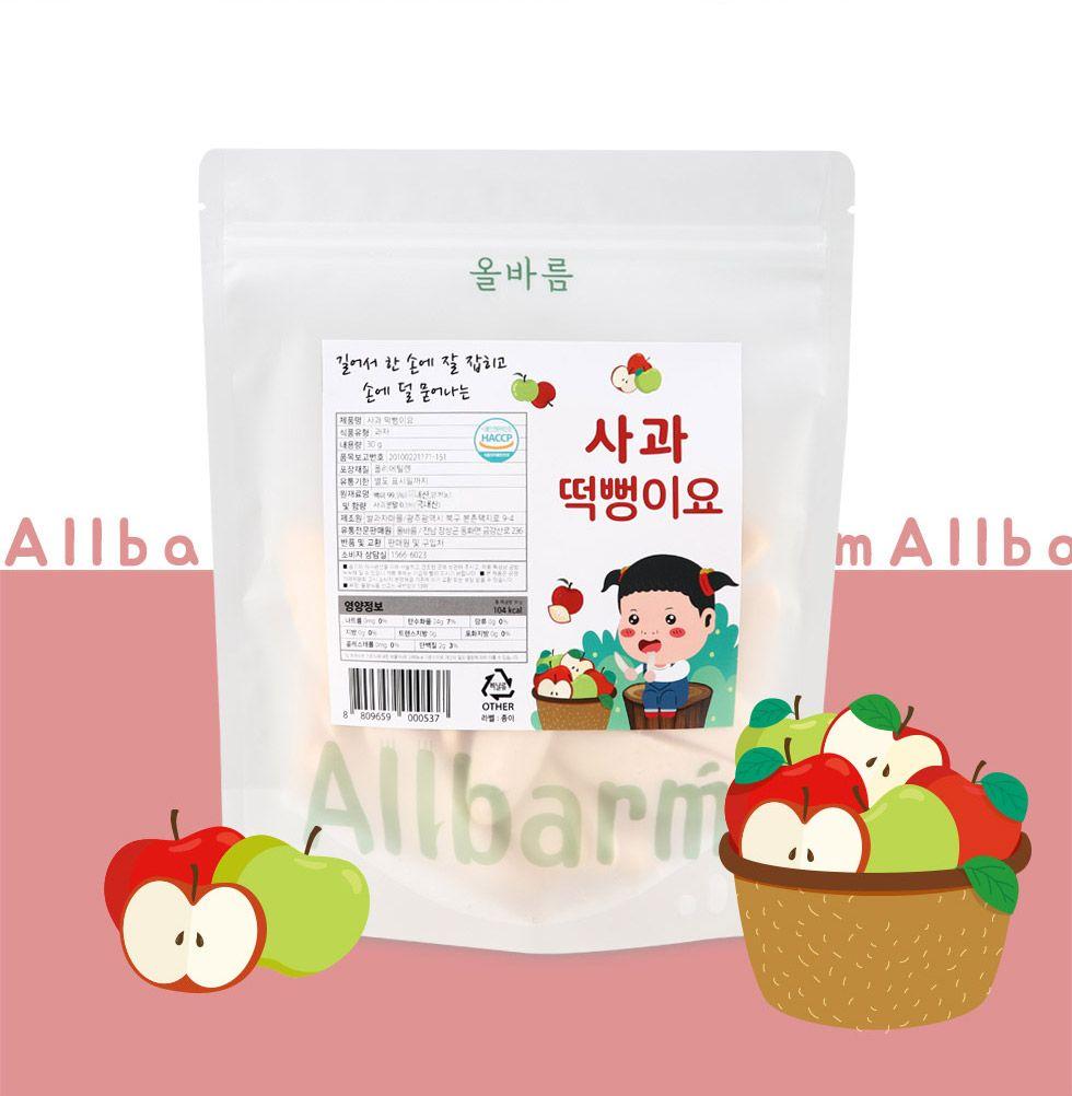 [올바름] 사과 떡뻥 30g 1봉ㅣ국내산 백미와 사과가 만난 쌀과자