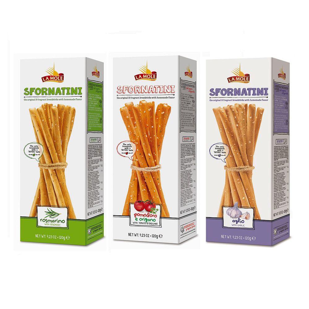[라몰레] 스포르나티니 브레드스틱 120g 3종ㅣ로즈마리, 토마토&오레가노, 마늘