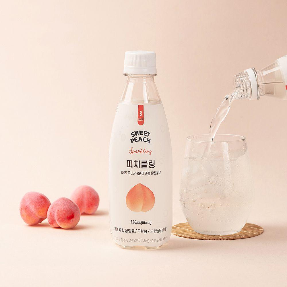 [토민] 피치클링 350ml 24개입ㅣ설탕 쏙 뺀 8kcal 100% 복숭아 과즙 탄산 음료