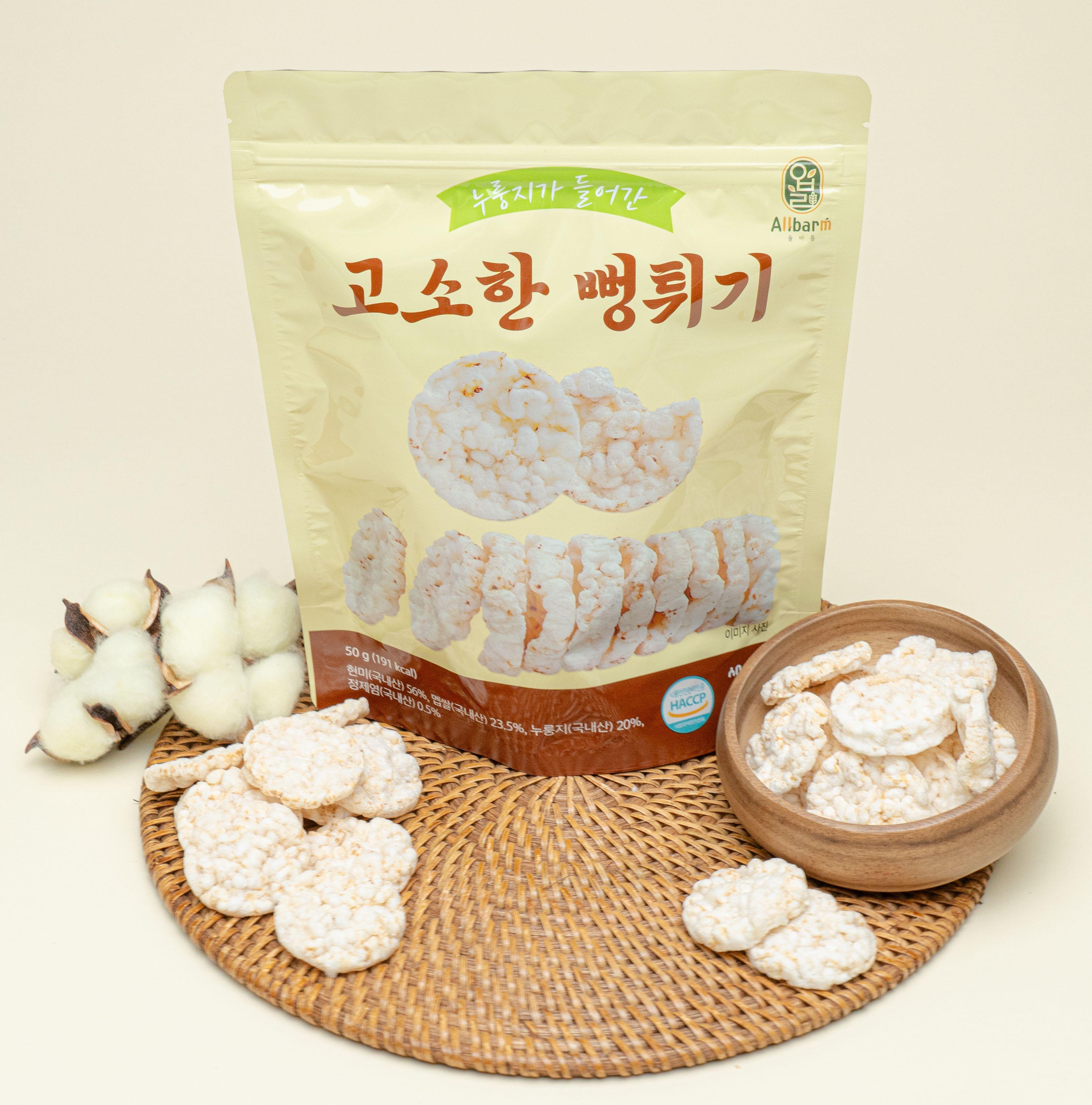 [올바름] 고소한 뻥튀기 50g 1봉ㅣ현미찹쌀 누룽지가 들어가 더욱 고소한