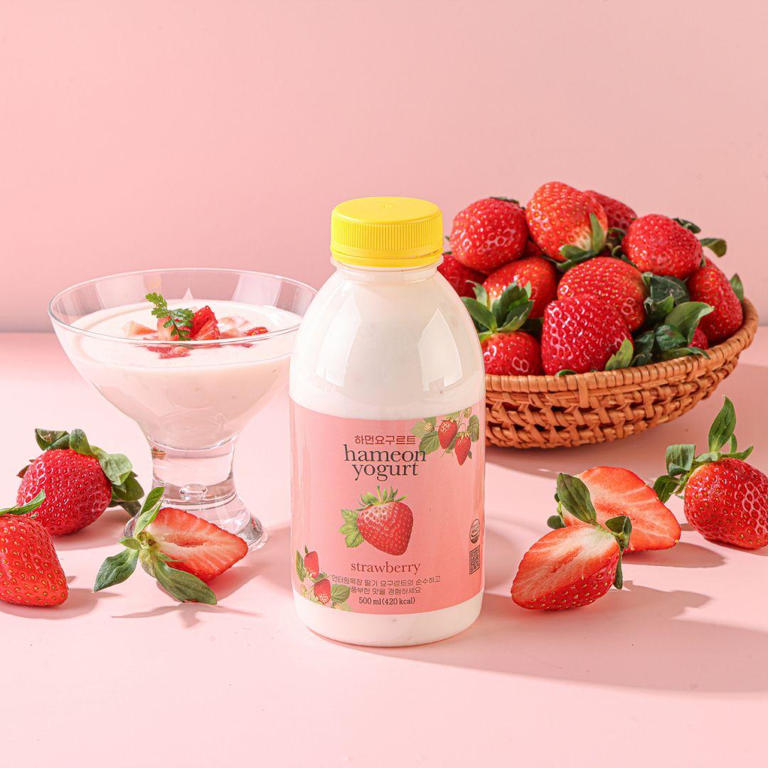 [안터원목장] 하먼요구르트 딸기 500ml | 신선한 무항생제 원유로 만든